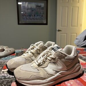 New Balance Beige and White Sneakers